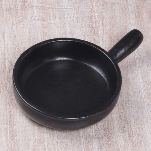 Alternate image for Handcrafted Ceramic Serving Skillet from Indonesia Black Fryer