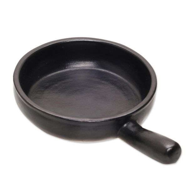Alternate image for Handcrafted Ceramic Serving Skillet from Indonesia Black Fryer