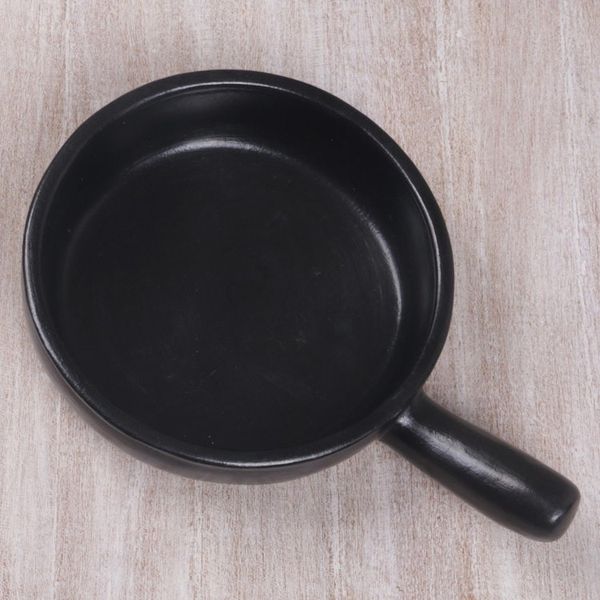 Alternate image for Handcrafted Ceramic Serving Skillet from Indonesia Black Fryer