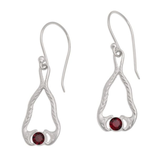 Alternate image for Garnet and Sterling Silver Snake Dangle Earrings from Bali Serpentine Talismans