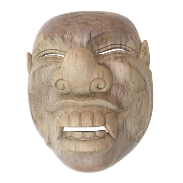 Alternate image for Handcrafted Hibiscus Wood Cultural Mask from Bali Sidakarya
