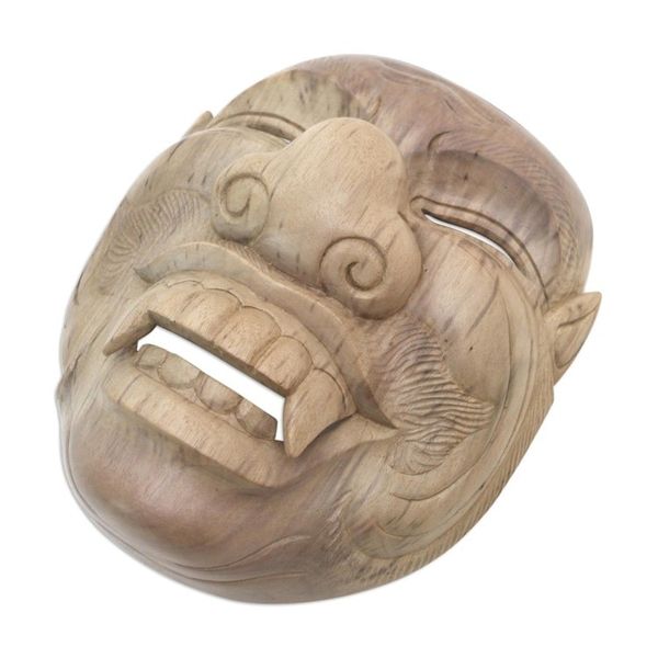 Alternate image for Handcrafted Hibiscus Wood Cultural Mask from Bali Sidakarya