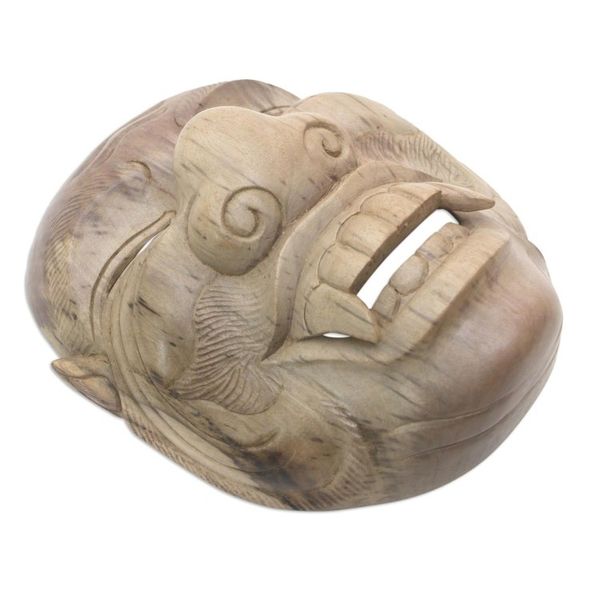 Alternate image for Handcrafted Hibiscus Wood Cultural Mask from Bali Sidakarya