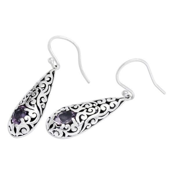 Alternate image for Handcrafted Amethyst and Sterling Silver Dangle Earrings Dangling Vines