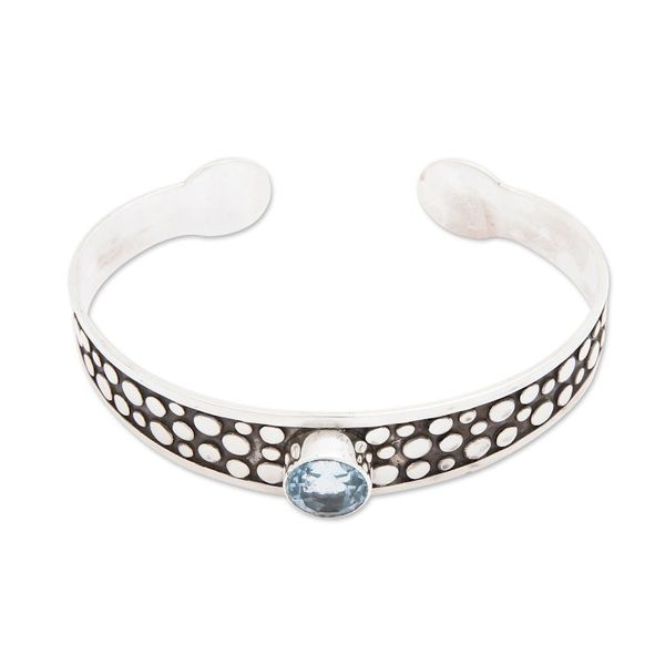 Alternate image for Blue Topaz and Sterling Silver Cuff Bracelet from Bali Blue Stone Path
