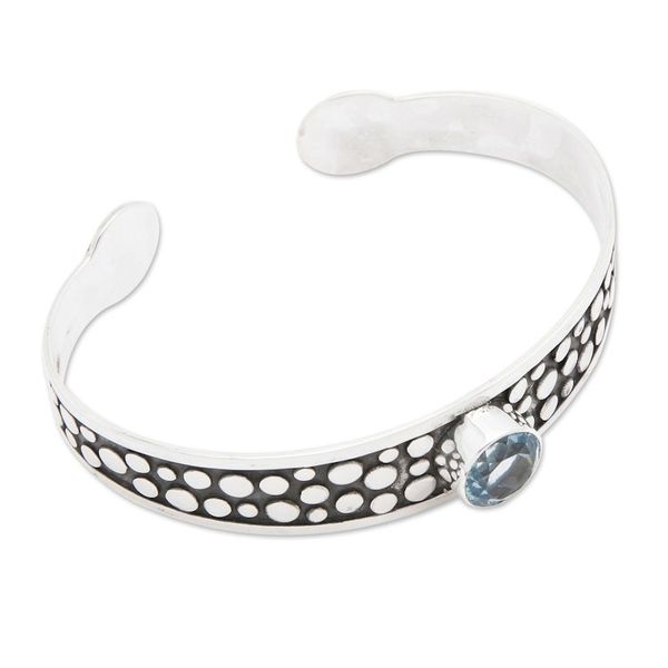 Alternate image for Blue Topaz and Sterling Silver Cuff Bracelet from Bali Blue Stone Path
