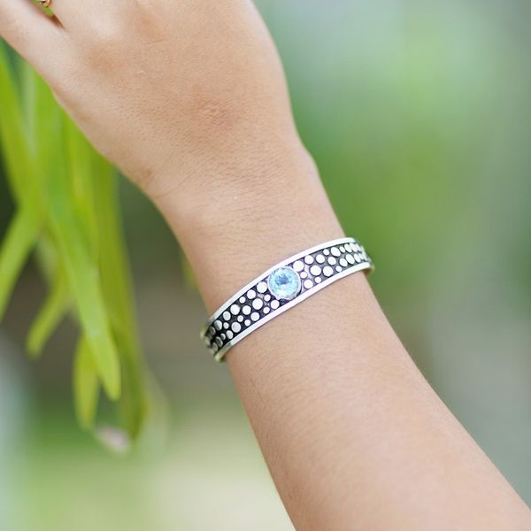 Alternate image for Blue Topaz and Sterling Silver Cuff Bracelet from Bali Blue Stone Path