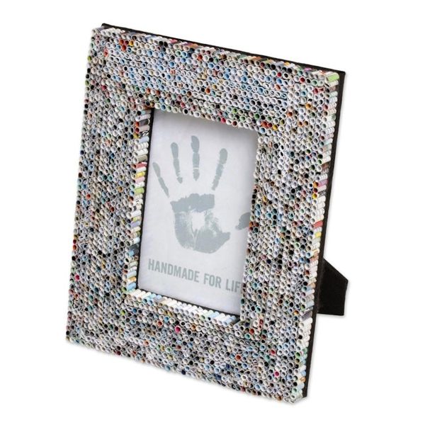 Alternate image for 4x6 Recycled Paper Multicolored Photo Frame from Bali Straw Memories