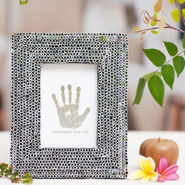 Alternate image for 4x6 Recycled Paper Multicolored Photo Frame from Bali Straw Memories