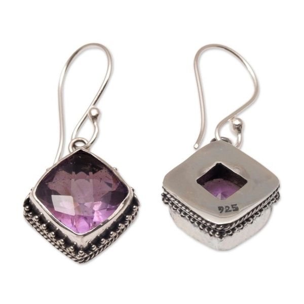 Alternate image for Amethyst and Silver Bubble Motif Dangle Earrings from BAli Eyes of Pura