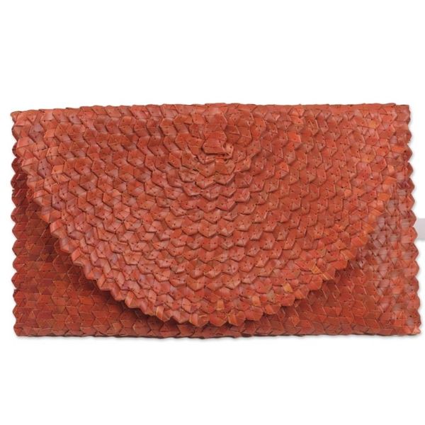 Alternate image for Hand Made Natural Fiber Clutch Handbag from Indonesia Pumpkin Texture