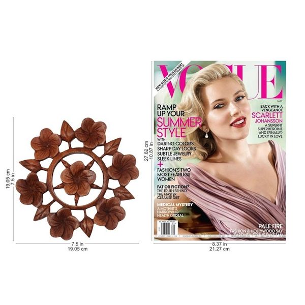 Alternate image for Hand Carved Floral Wood Wall Relief Panel from Indonesia Frangipani Garden