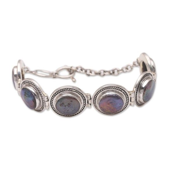 Alternate image for Cultured Peacock Pearl Link Bracelet from Bali Evening Reflection
