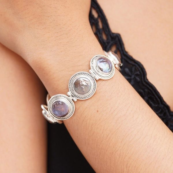 Alternate image for Cultured Peacock Pearl Link Bracelet from Bali Evening Reflection