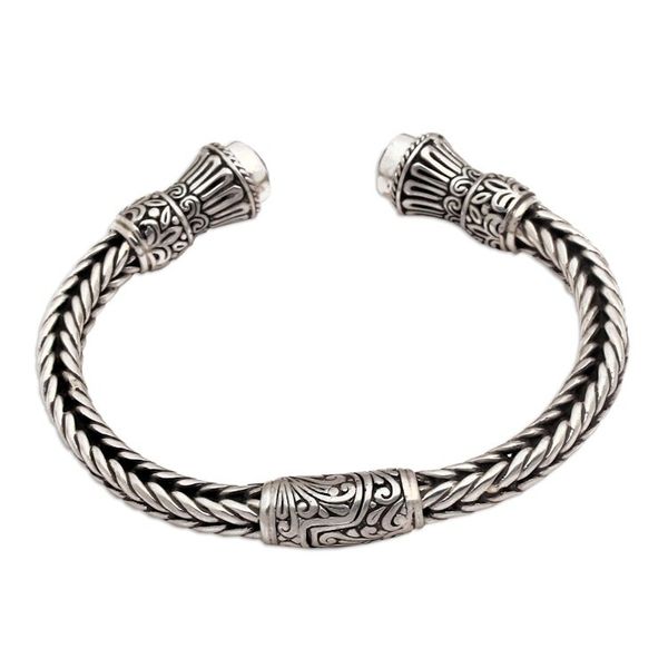 Alternate image for Amethyst Naga Motif Sterling Silver Cuff Bracelet from Bali Naga Temple