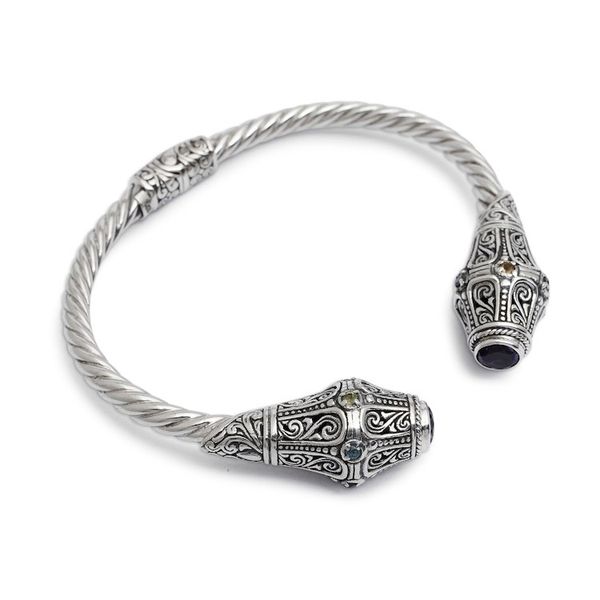 Alternate image for Handmade Multi Gemstone 925 Sterling Silver Cuff Bracelet Mystical Circle