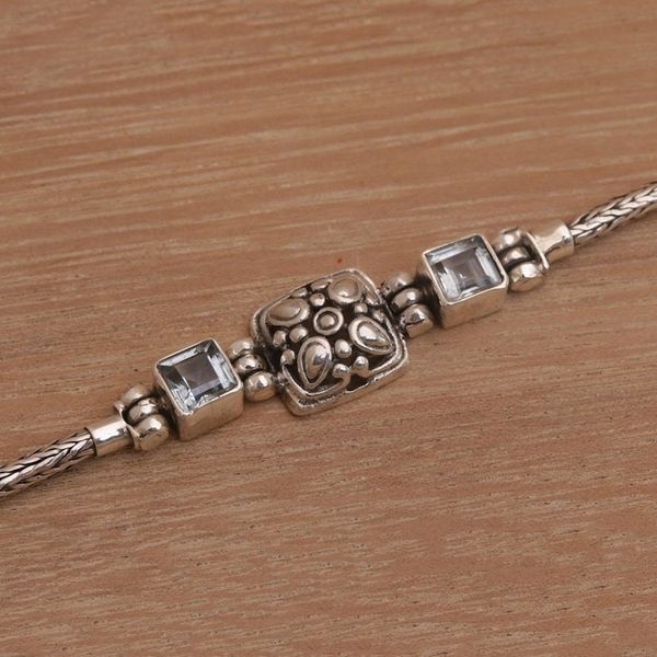Alternate image for Javanese Style Sterling Silver and Blue Topaz Bracelet Celuk Window