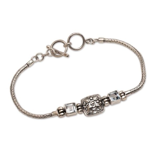 Alternate image for Javanese Style Sterling Silver and Blue Topaz Bracelet Celuk Window