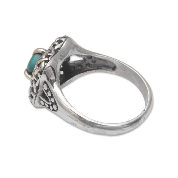 Alternate image for Handmade 925 Sterling Silver Natural Turquoise Cocktail Ring Woven Petals