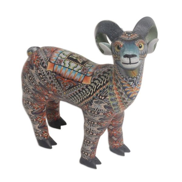 Alternate image for Colorful Polymer Clay Ram Sculpture 4.7 Inch from Bali Vibrant Ram
