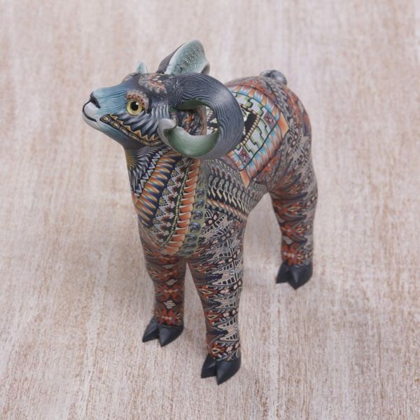 Alternate image for Colorful Polymer Clay Ram Sculpture 4.7 Inch from Bali Vibrant Ram