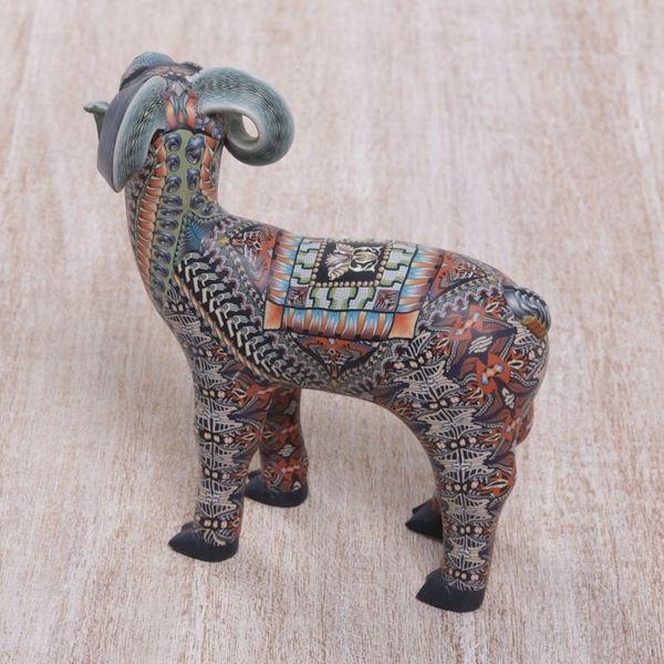 Alternate image for Colorful Polymer Clay Ram Sculpture 4.7 Inch from Bali Vibrant Ram