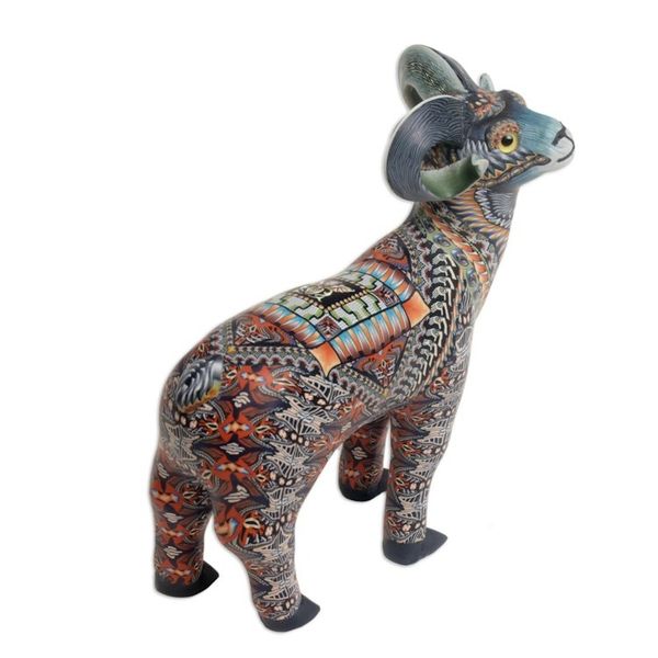 Alternate image for Colorful Polymer Clay Ram Sculpture 4.7 Inch from Bali Vibrant Ram