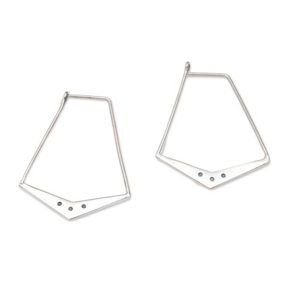 Alternate image for Sterling Silver Geometric Hoop Earrings from Bali Gleaming Boomerangs