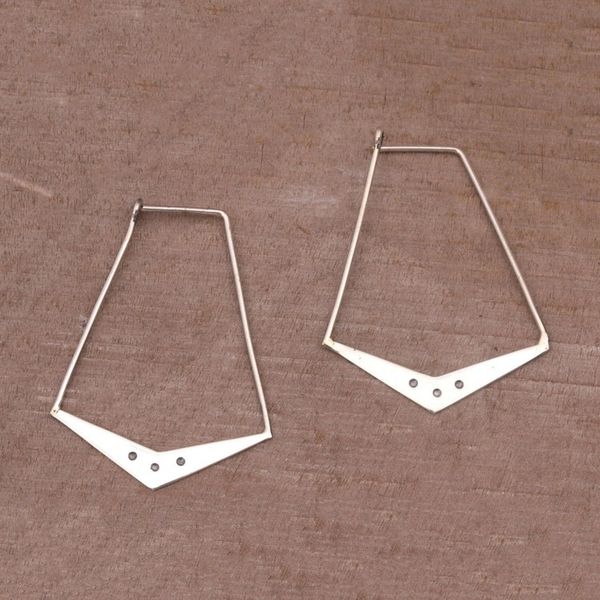 Alternate image for Sterling Silver Geometric Hoop Earrings from Bali Gleaming Boomerangs