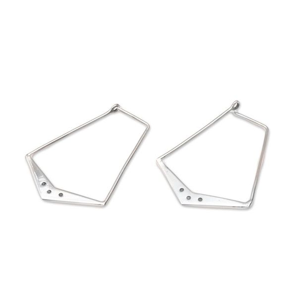Alternate image for Sterling Silver Geometric Hoop Earrings from Bali Gleaming Boomerangs