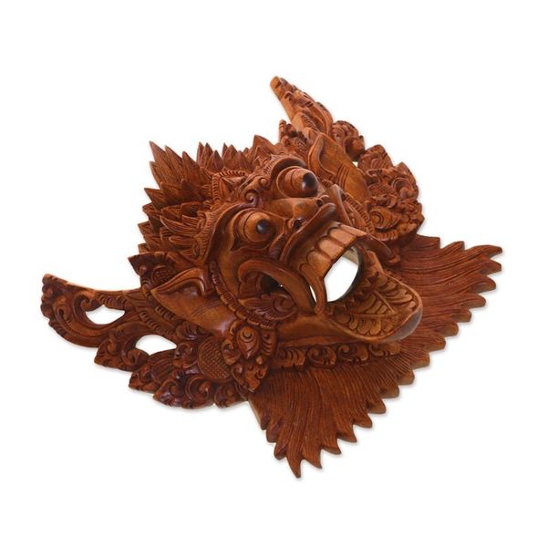 Alternate image for Acacia Wood Wall Mask of a Demon Queen from Bali Royal Demon