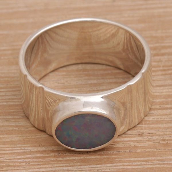 Alternate image for Handmade Opal 925 Sterling Silver Cocktail Ring Bali Luminous Sky