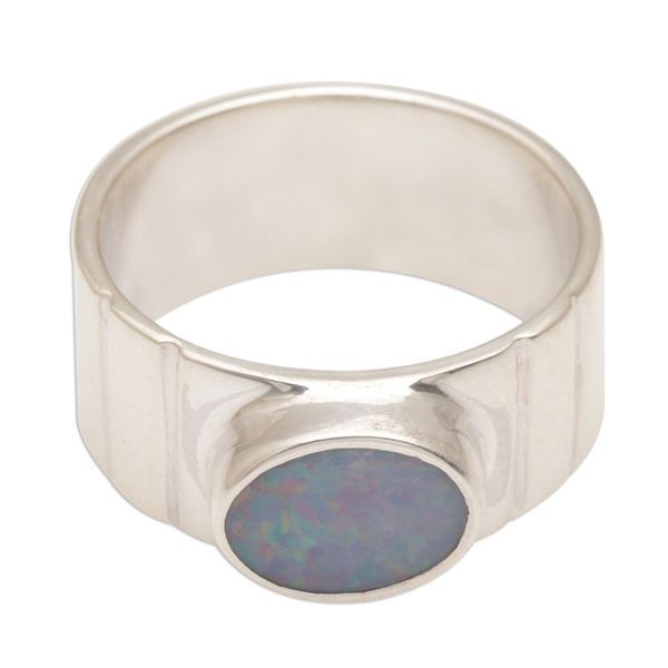 Alternate image for Handmade Opal 925 Sterling Silver Cocktail Ring Bali Luminous Sky