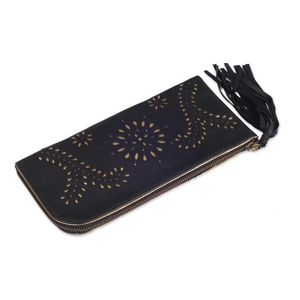 Alternate image for Black and Gold Wallet Clutch Combo Handmade in Bali Prambanan Fireworks in Black