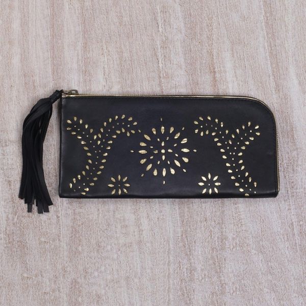 Alternate image for Black and Gold Wallet Clutch Combo Handmade in Bali Prambanan Fireworks in Black