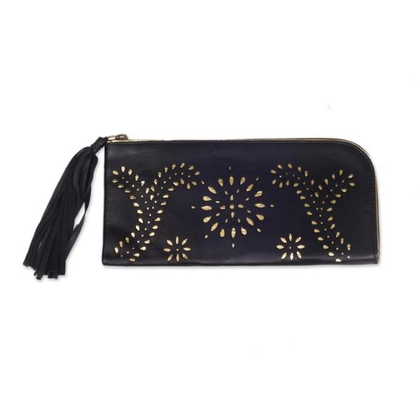 Alternate image for Black and Gold Wallet Clutch Combo Handmade in Bali Prambanan Fireworks in Black