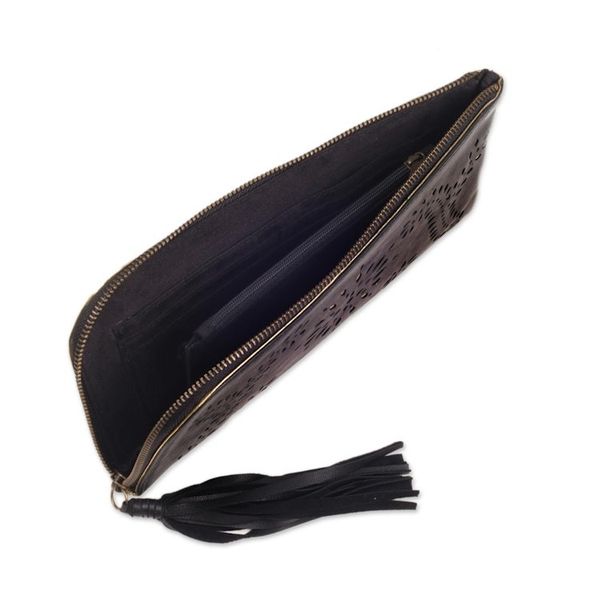 Alternate image for Black and Gold Wallet Clutch Combo Handmade in Bali Prambanan Fireworks in Black
