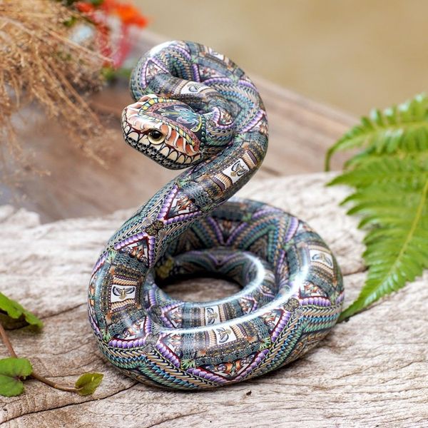 Alternate image for Polymer Clay Rattlesnake Sculpture 4.5 Inch Rattlesnake