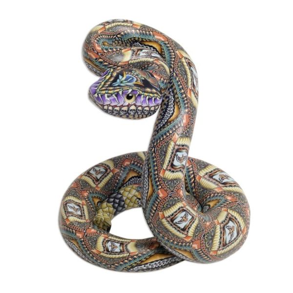 Alternate image for Polymer Clay Rattlesnake Sculpture 4.5 Inch Rattlesnake