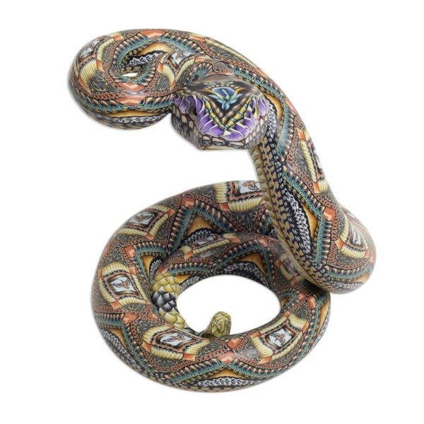 Alternate image for Polymer Clay Rattlesnake Sculpture 4.5 Inch Rattlesnake