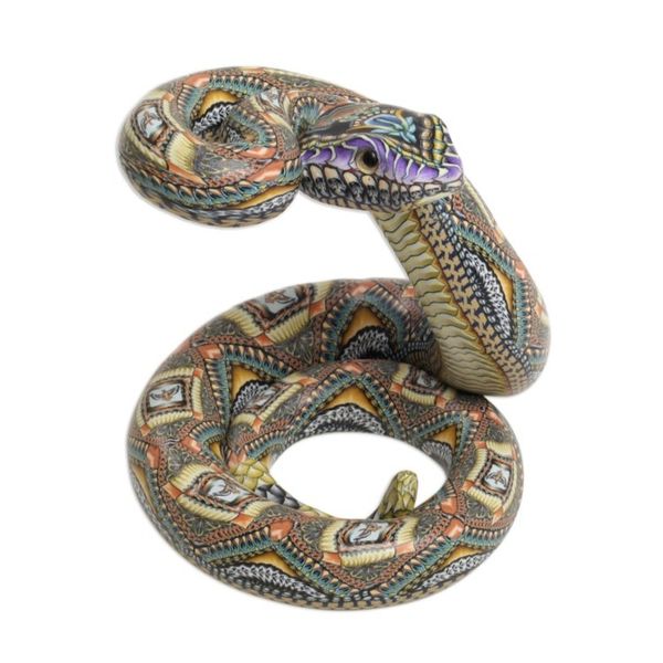 Alternate image for Polymer Clay Rattlesnake Sculpture 4.5 Inch Rattlesnake