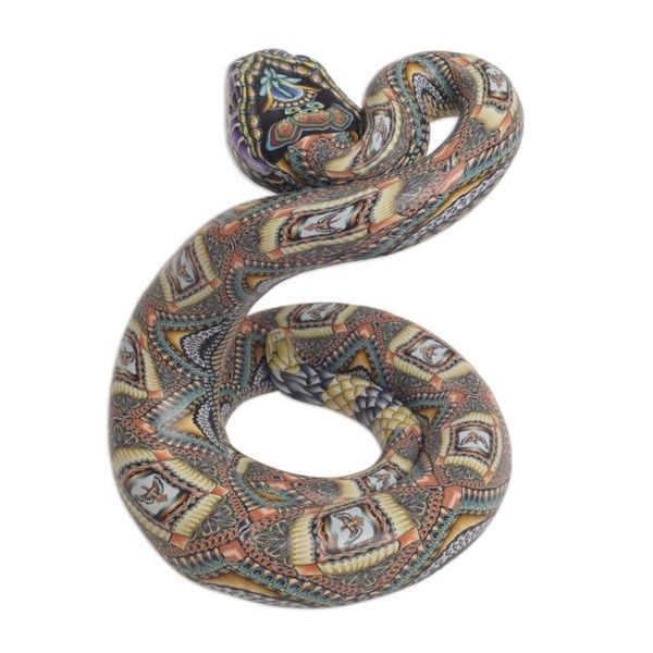 Alternate image for Polymer Clay Rattlesnake Sculpture 4.5 Inch Rattlesnake