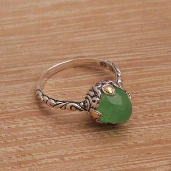 Alternate image for Chalcedony and Sterling Silver Cocktail Ring from Bali Crown of Bali