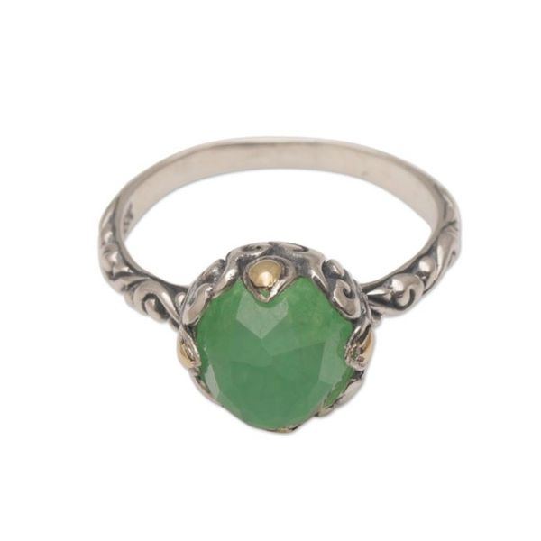 Alternate image for Chalcedony and Sterling Silver Cocktail Ring from Bali Crown of Bali