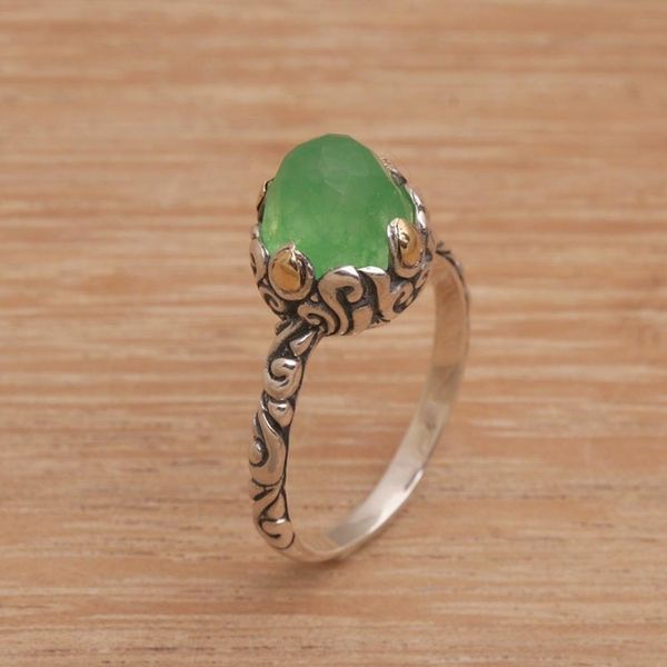 Alternate image for Chalcedony and Sterling Silver Cocktail Ring from Bali Crown of Bali