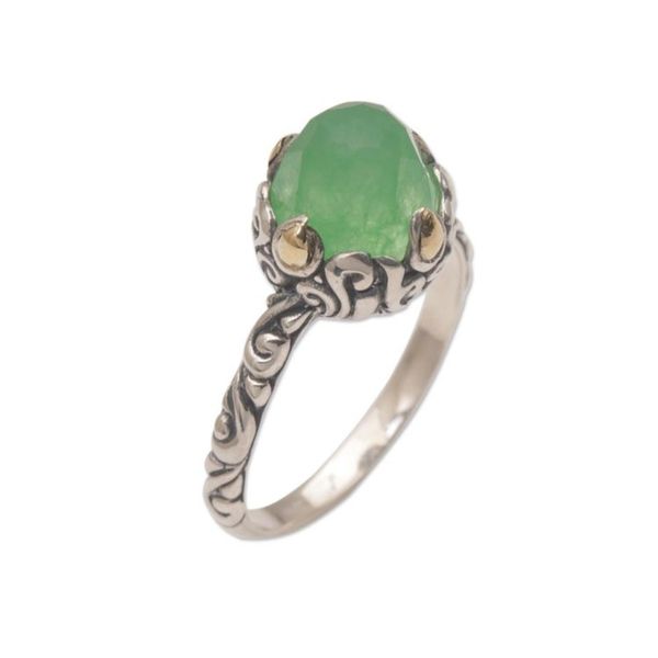 Alternate image for Chalcedony and Sterling Silver Cocktail Ring from Bali Crown of Bali