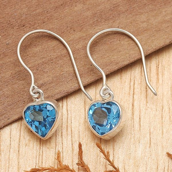 Alternate image for Blue Topaz Heart-Shaped Dangle Earrings from Bali Color of Love
