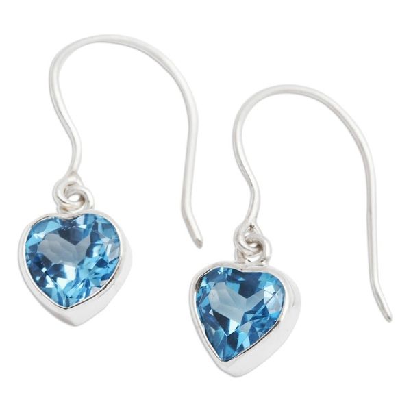 Alternate image for Blue Topaz Heart-Shaped Dangle Earrings from Bali Color of Love