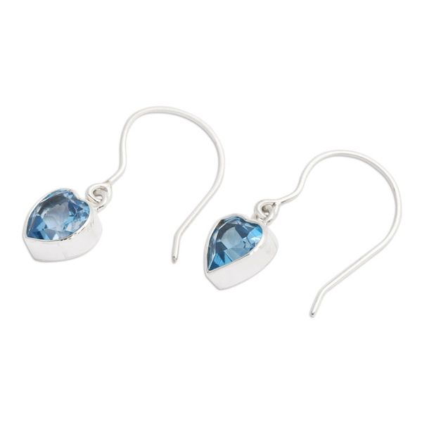 Alternate image for Blue Topaz Heart-Shaped Dangle Earrings from Bali Color of Love
