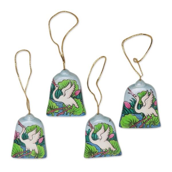 Alternate image for Hand Made Heron at Lakeside Holiday Ornaments Set of 4 Heron Lake